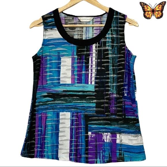 Allison Daley Abstract Multi-Color Print Sleeveless Top Size Small - Picture 1 of 10